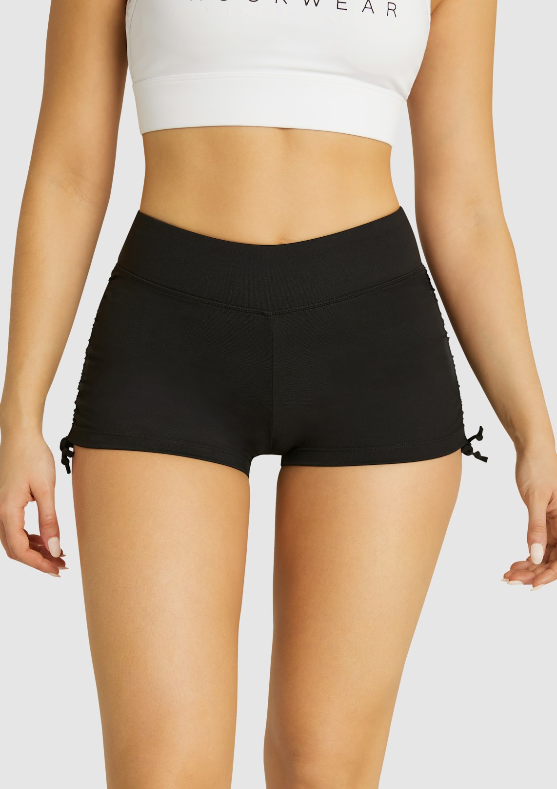 Black Rouched Booty Shorts, Women's Bottom