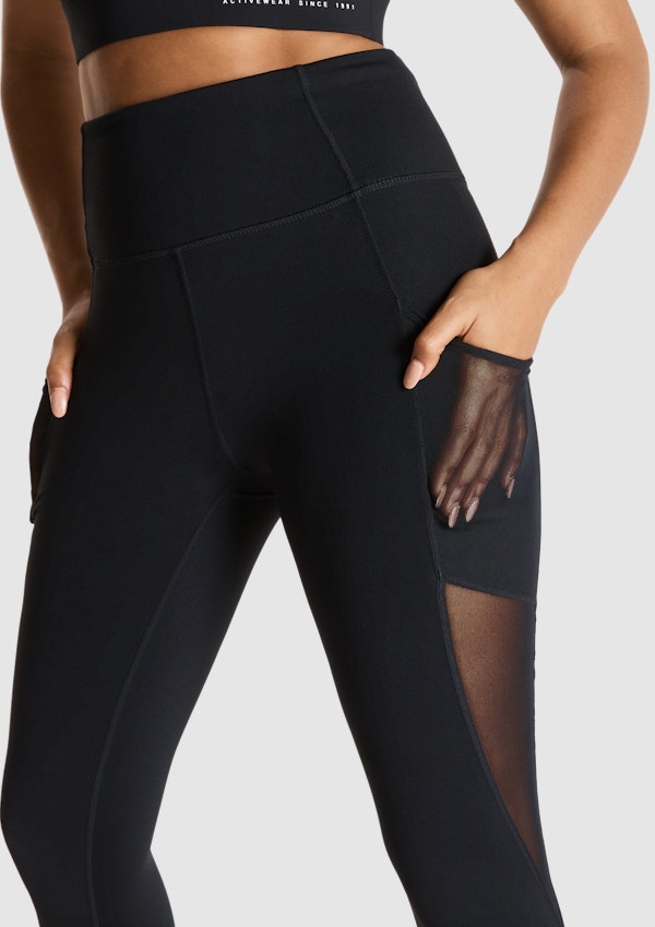 Black Athletica Pocket Ankle Grazer Tights, Women's Bottom