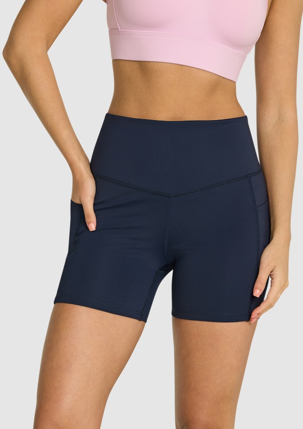Indigo Luxesoft Ruched Side Booty Shorts, Women's Bottom