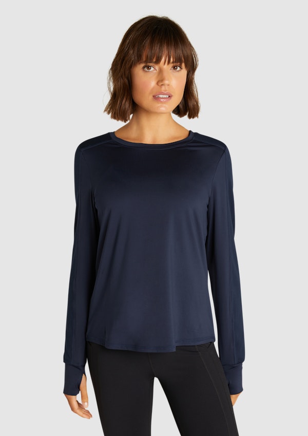 Mesh Panel Long Sleeve Top