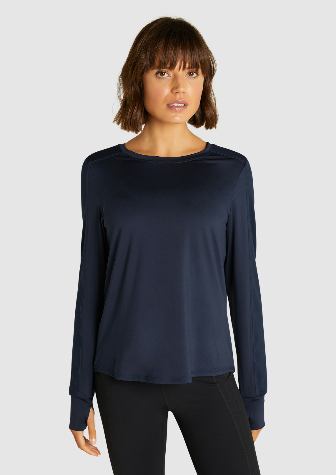 Mesh Panel Long Sleeve Top