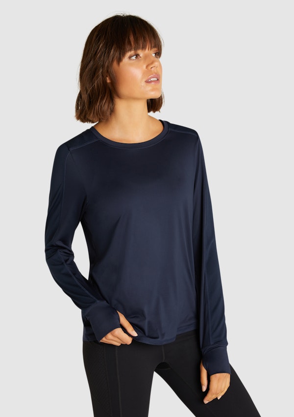 Mesh Panel Long Sleeve Top