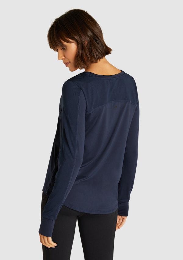 Mesh Panel Long Sleeve Top