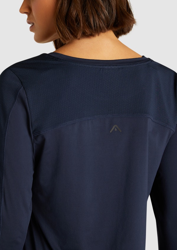 Mesh Panel Long Sleeve Top