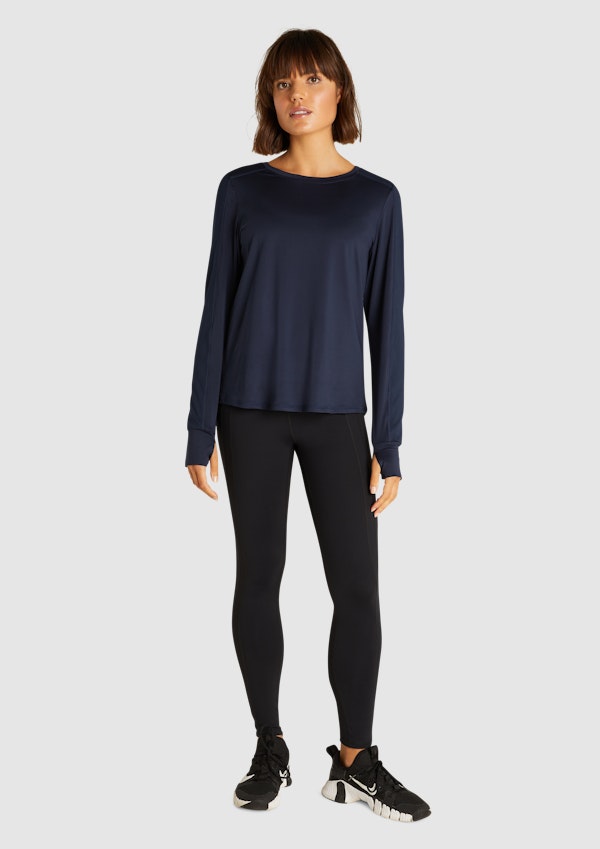 Mesh Panel Long Sleeve Top