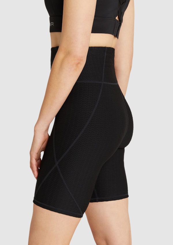Textured High Rise Bike Shorts
