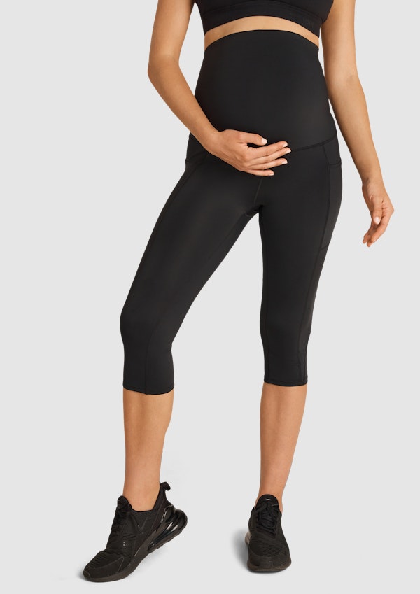 Black Maternity Pocket 3/4 Tights, Women's Bottom