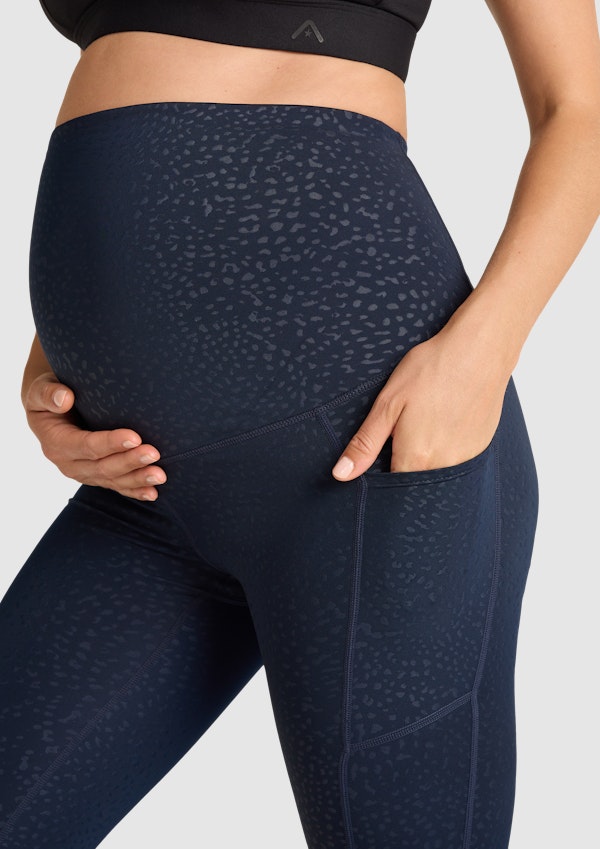 Navy Crush Maternity Pocket 3/4 Tights, Women's Bottom