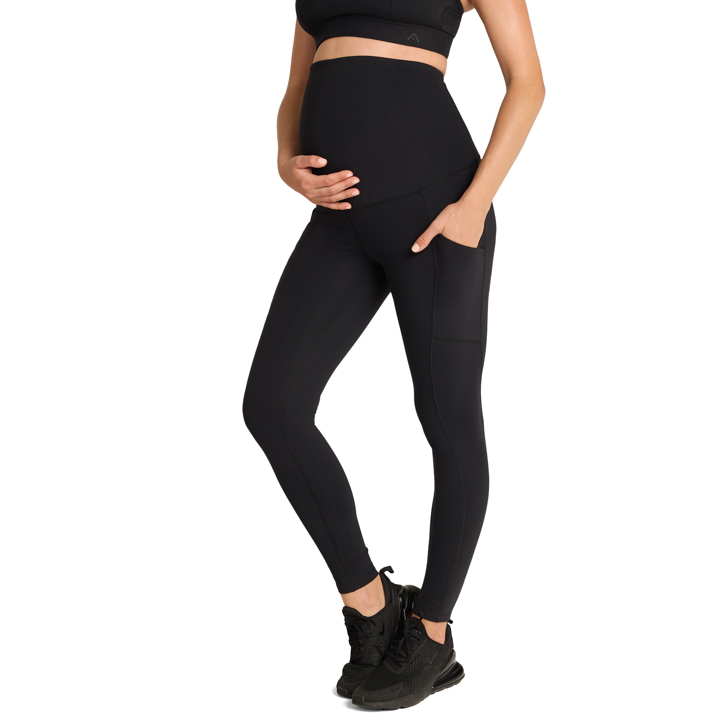 Black Maternity Pocket Full Length Tights Women's Bottom Rockwear AU
