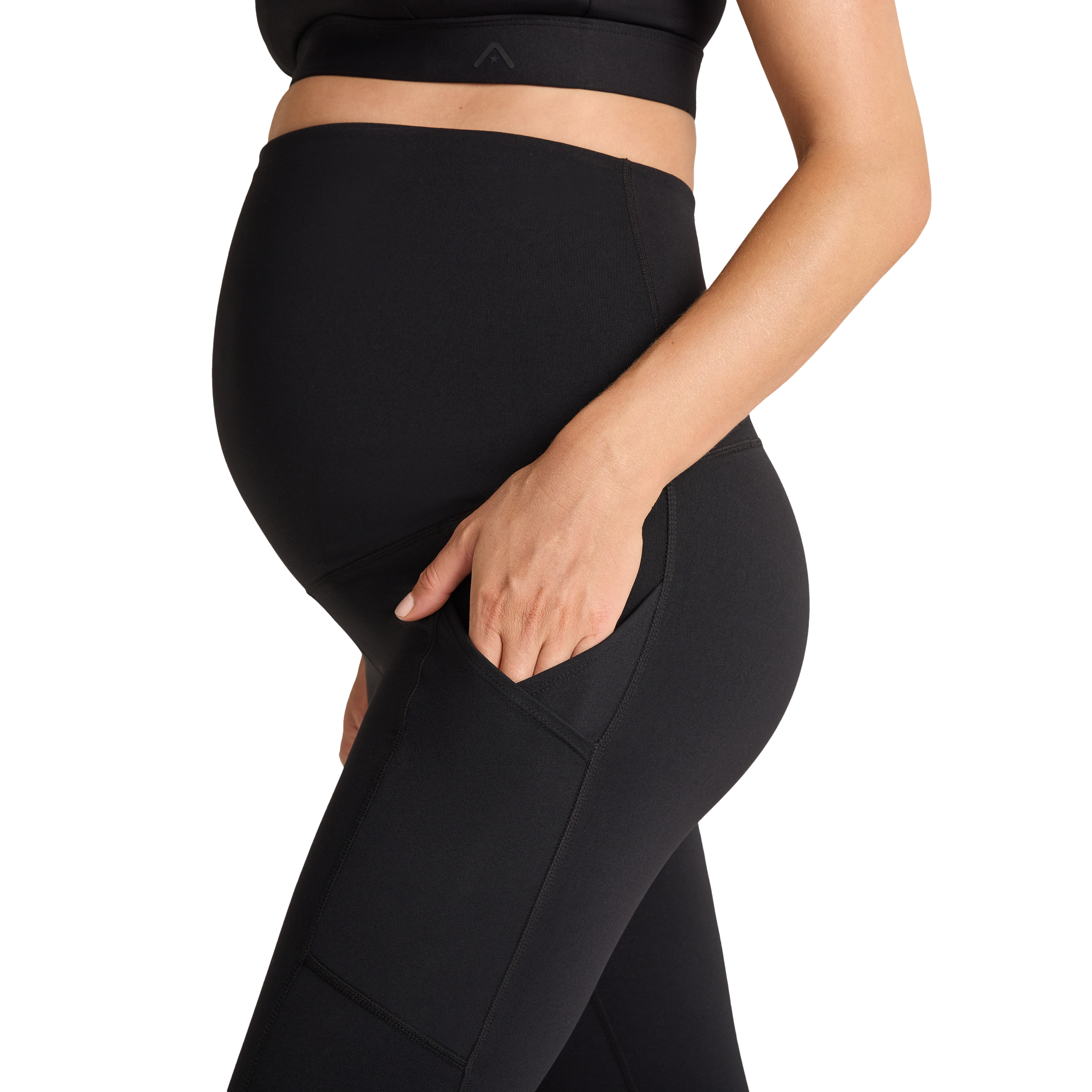 Black Maternity Pocket Full Length Tights Women's Bottom Rockwear AU