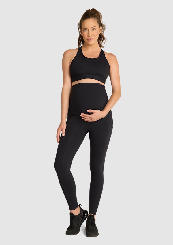 Black Maternity Pocket Full Length Tights