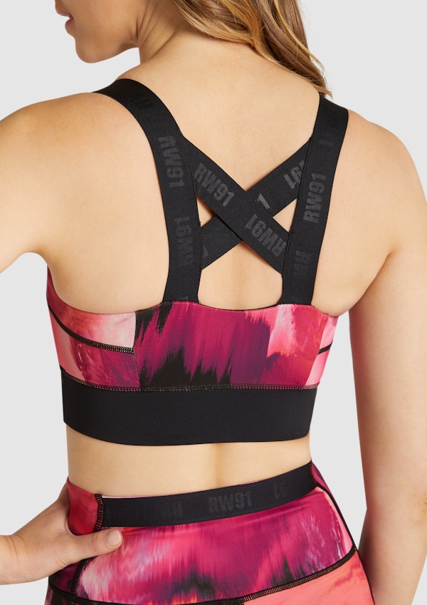 Rockwear Abstraction Medium Impact Sports Bra In Pink