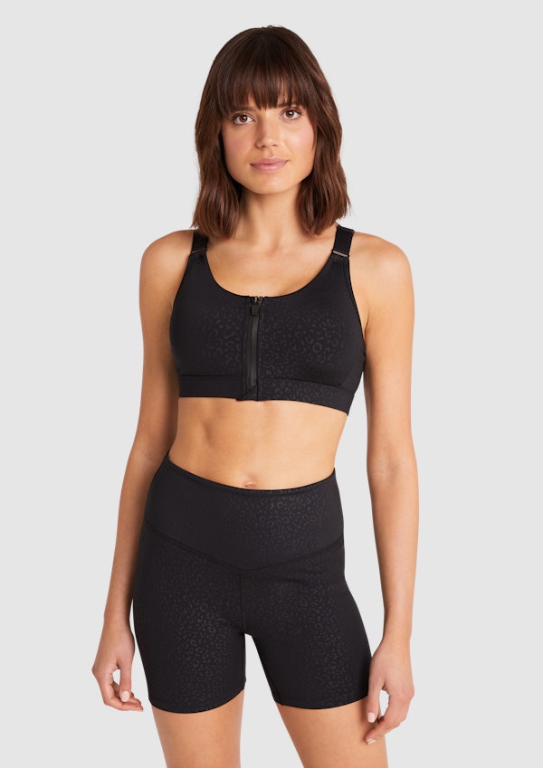 Rockwear Women's Black Sports Bras - Monochromatic Zip Medium Impact Sports  Bra - ShopStyle