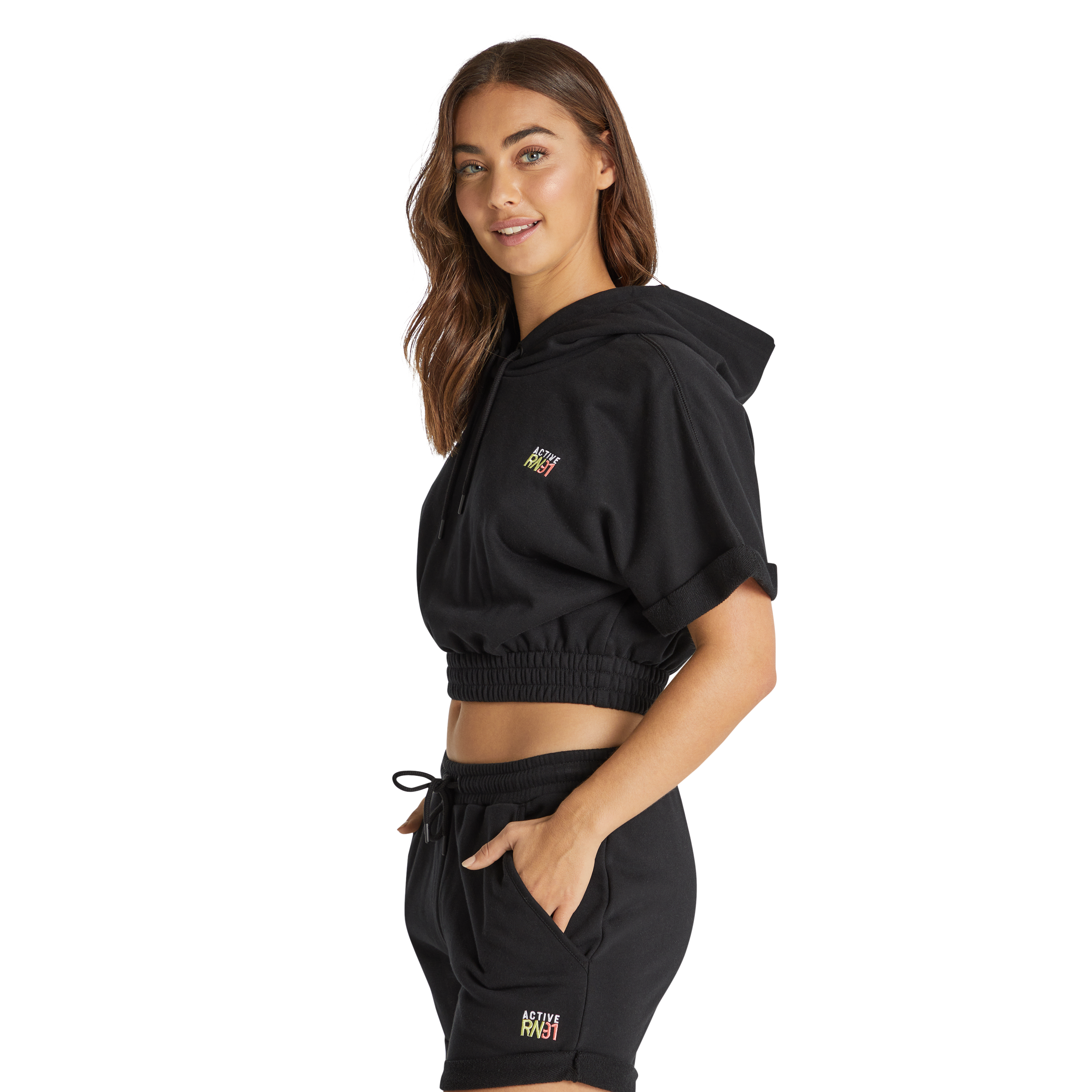 Black Cruz Sleeveless Terry Hoodie Women's Tops Rockwear AU