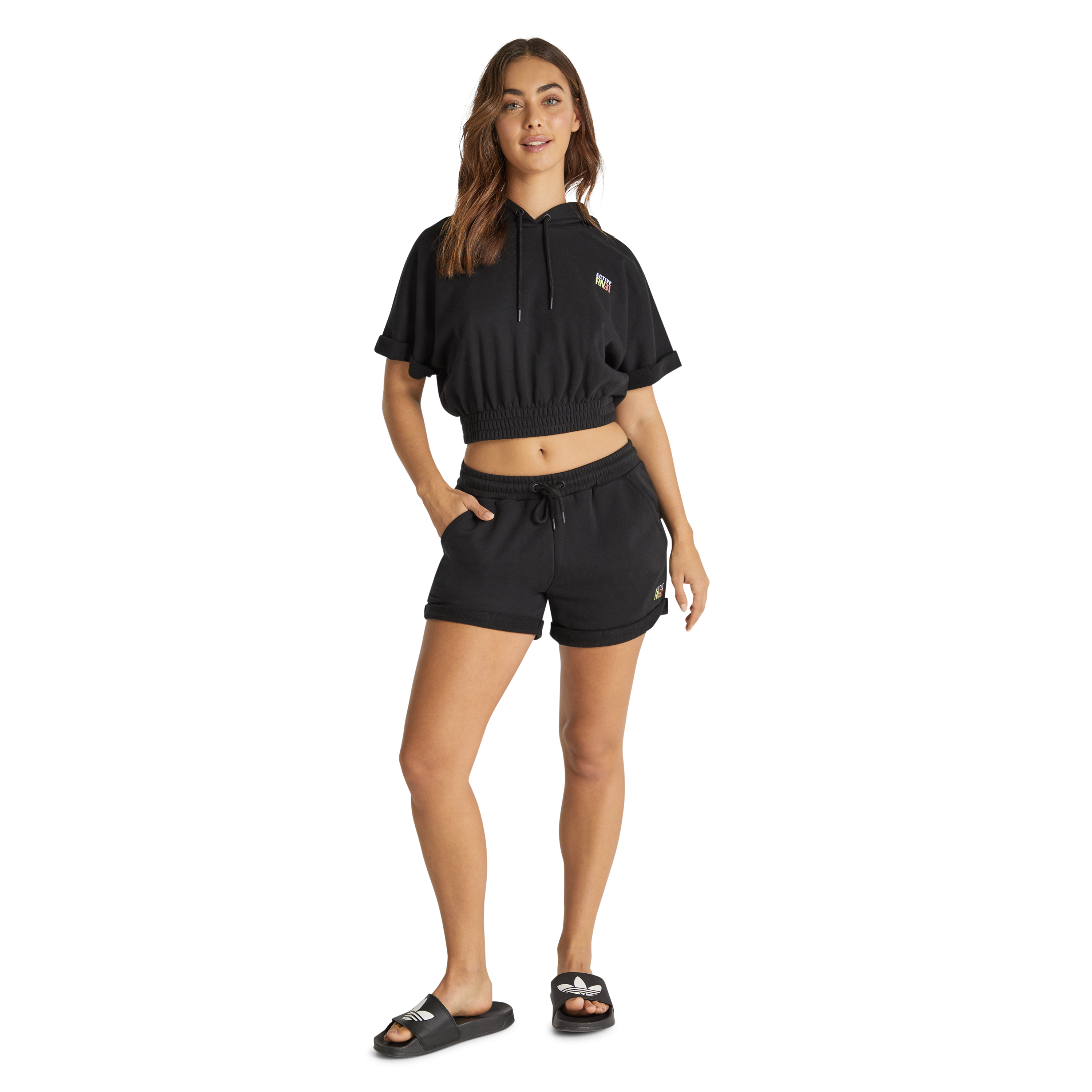 Black Cruz Sleeveless Terry Hoodie Women's Tops Rockwear AU