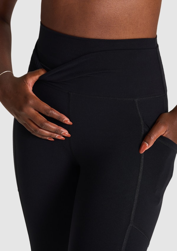 Black Prana Pocket Ankle Grazer Tights, Women's Bottom