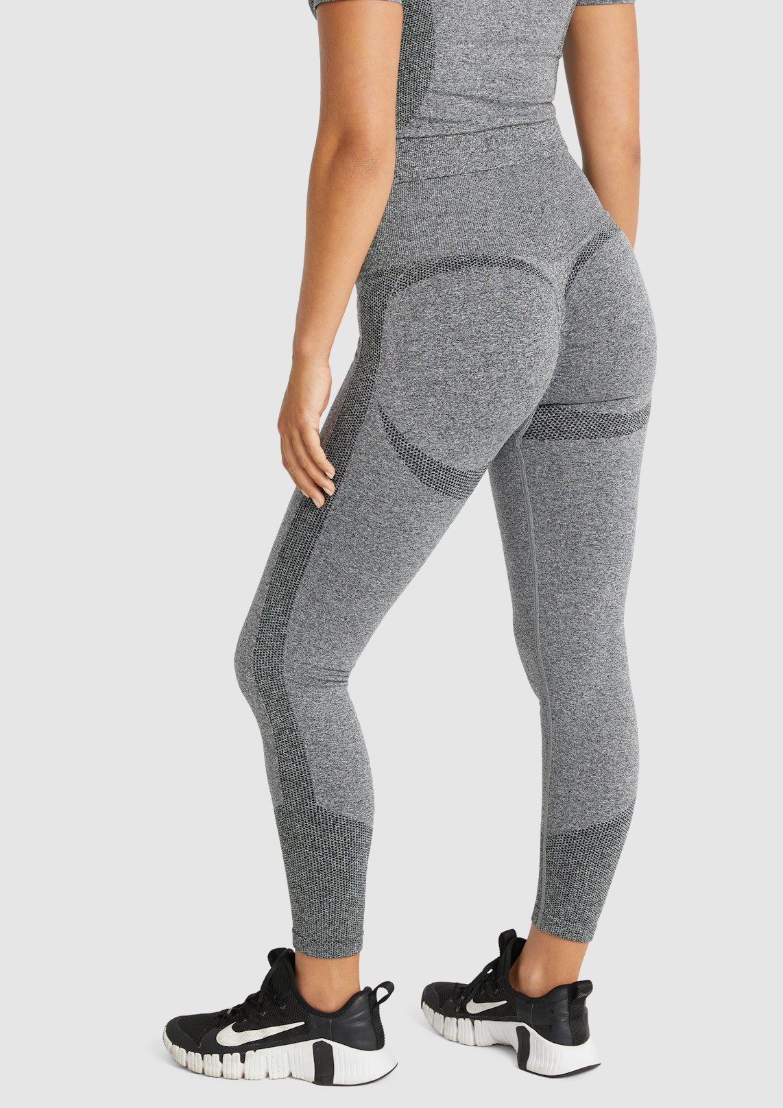 Mid Grey Marle Seamless Scrunch Bum Ankle Grazer Tights Women s