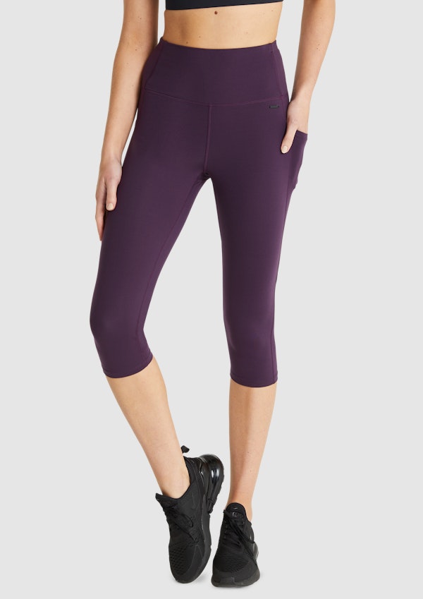 Dark Purple Luxesoft 3/4 Pocket Tights, Women's Bottom