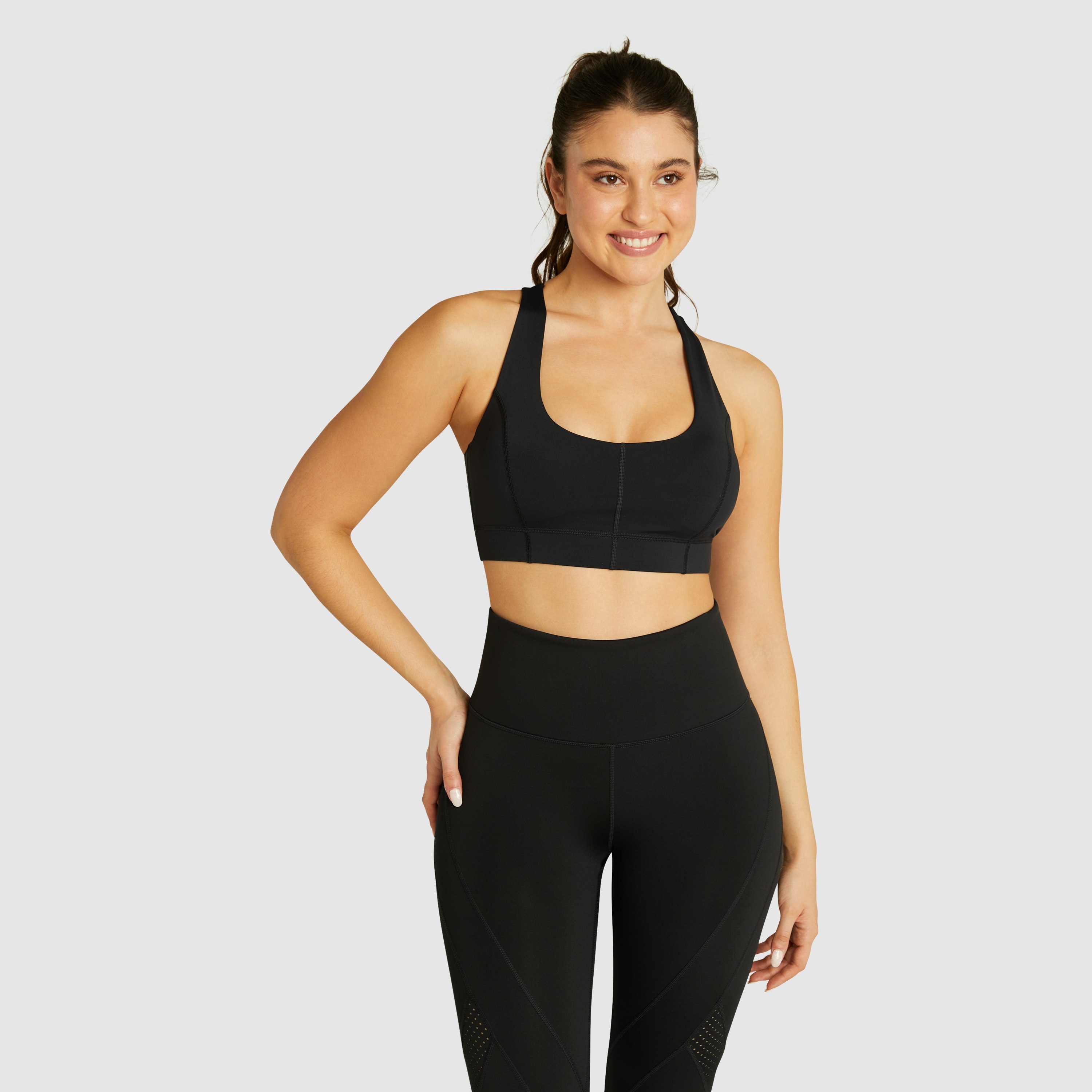 Black Energise Medium Impact Sports Bra | Women's Tops | Rockwear AU