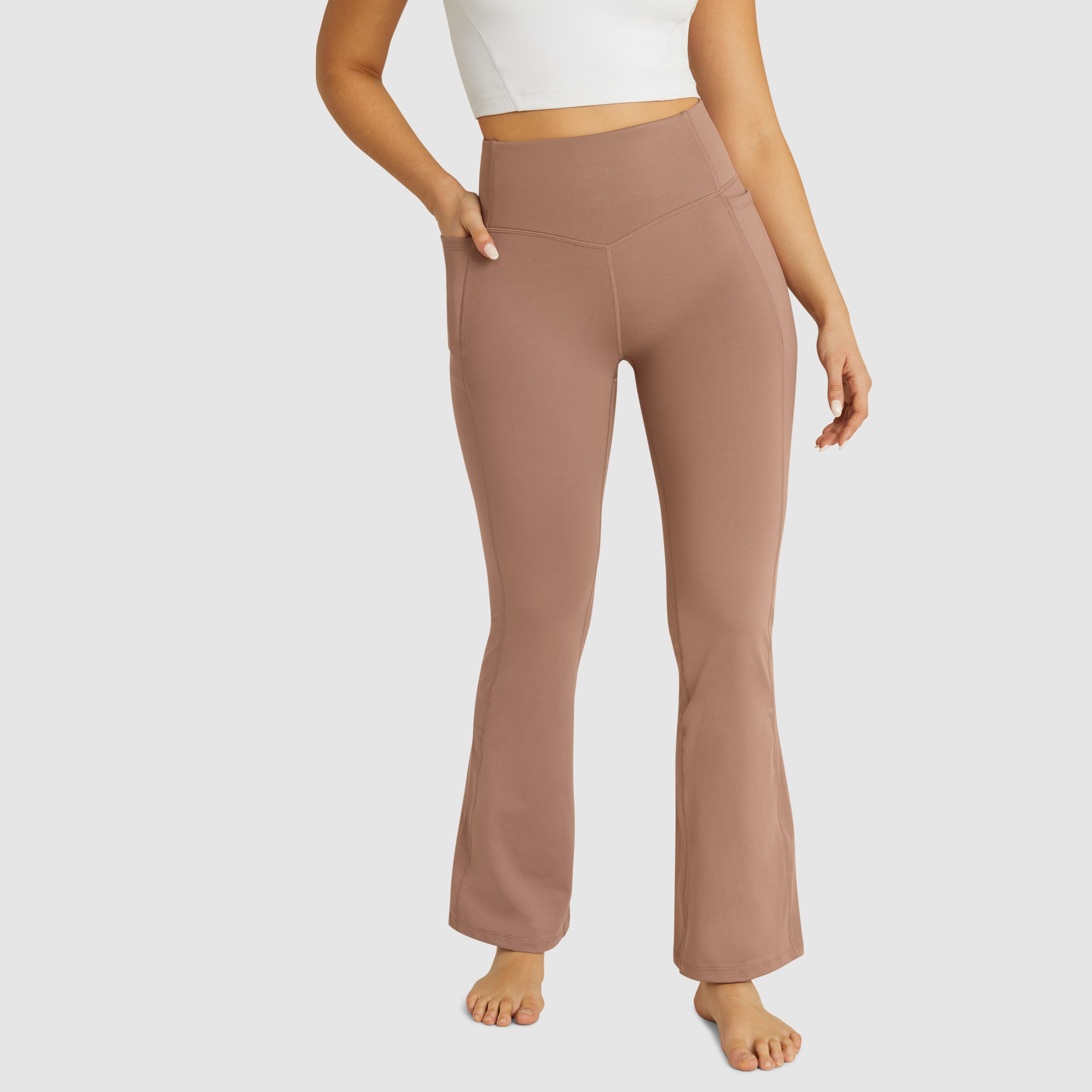Mocha Flared Pocket Yoga Pants Women's Bottom Rockwear AU