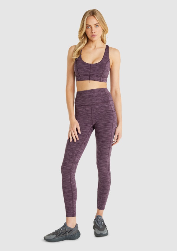 Dark Purple Balance Pocket Full Length Tights, Women's Bottom