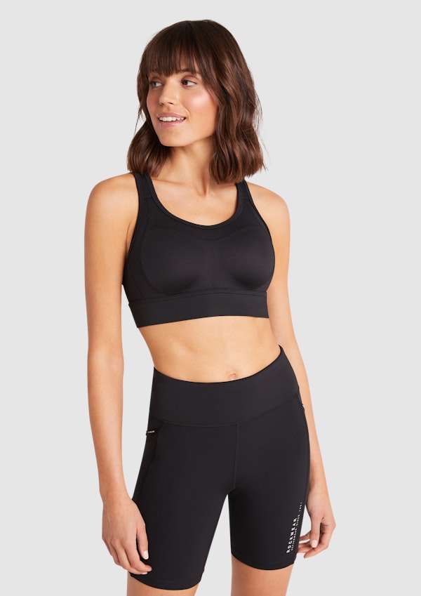 Black Workout Athletic Performance Hooded Sports Bra
