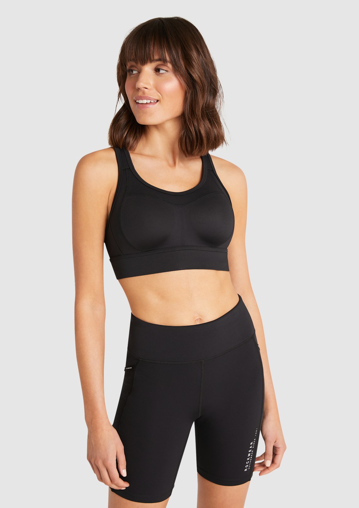 Black Olympia Moulded High Impact Sports Bra, Women's Tops