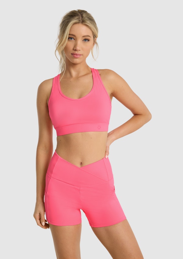 Party Pink Gym And Swim Adjustable High Impact Sports Bra