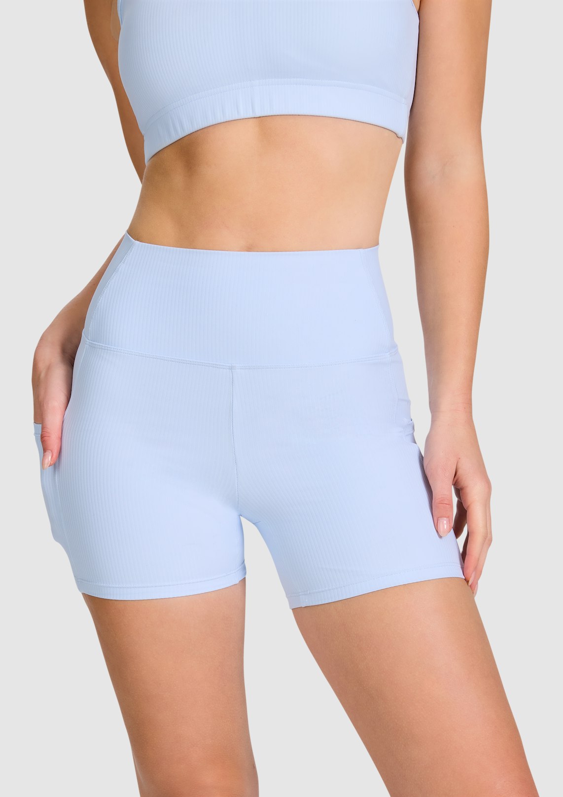Rib Luxesoft Pocket Mid Thigh Bike Shorts