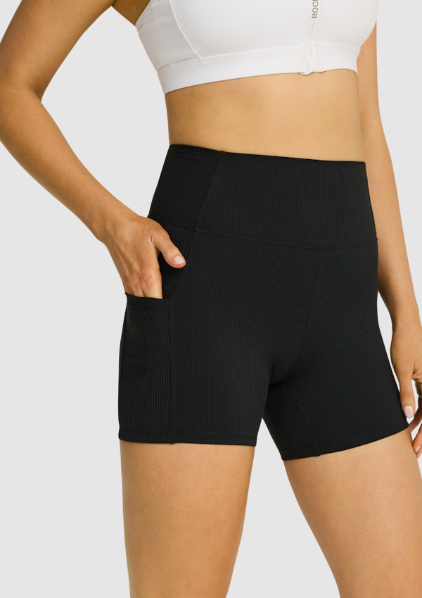 Rib Luxesoft Pocket Mid Thigh Bike Shorts