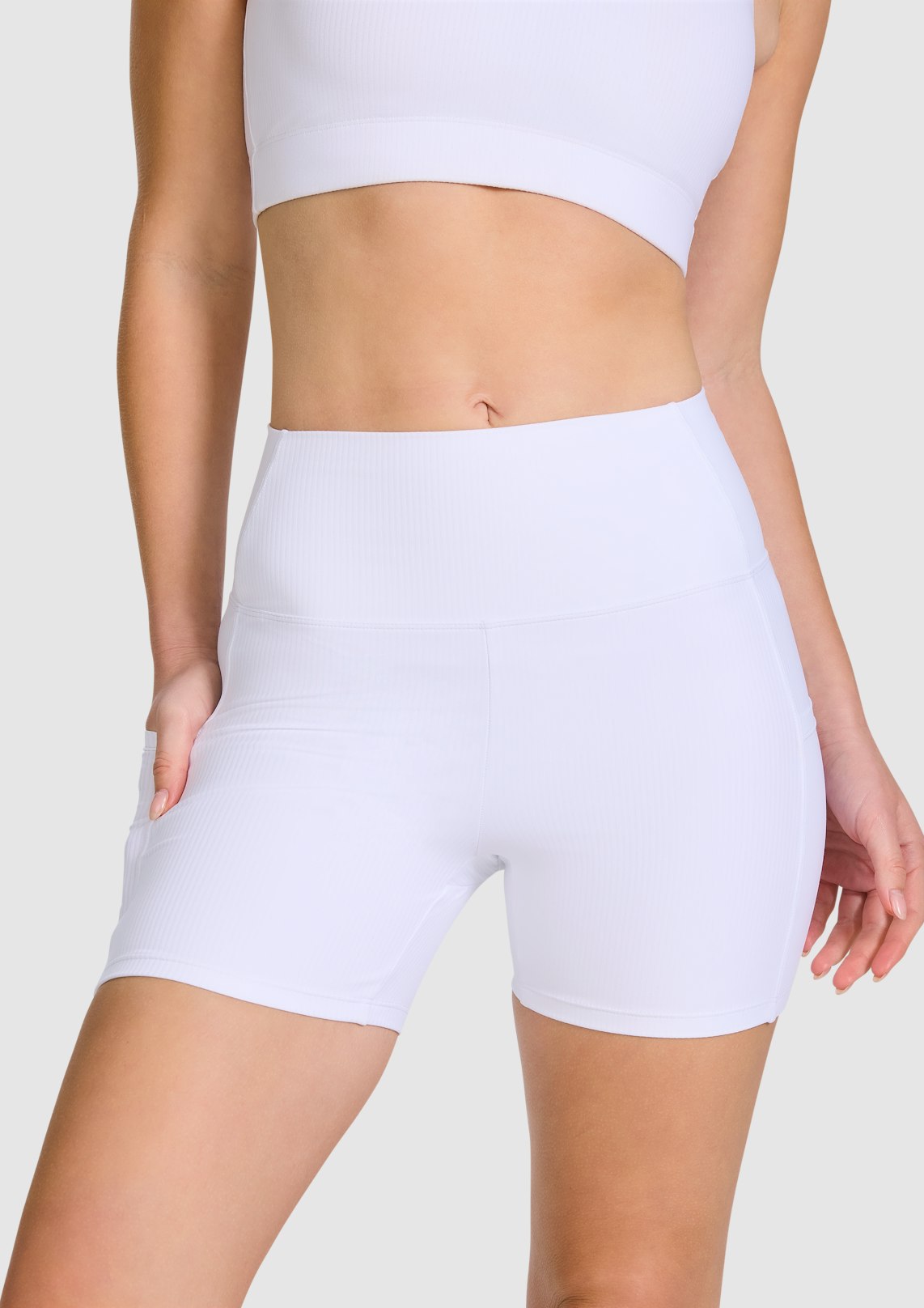 Rib Luxesoft Pocket Mid Thigh Bike Shorts