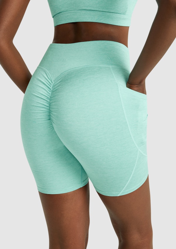 Aqua Pocket Scrunch Bum Quad Bike Shorts, Women's Bottom