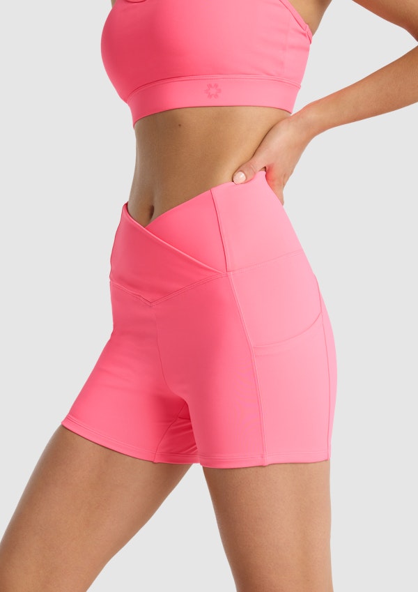 Pink gym online to swim shorts