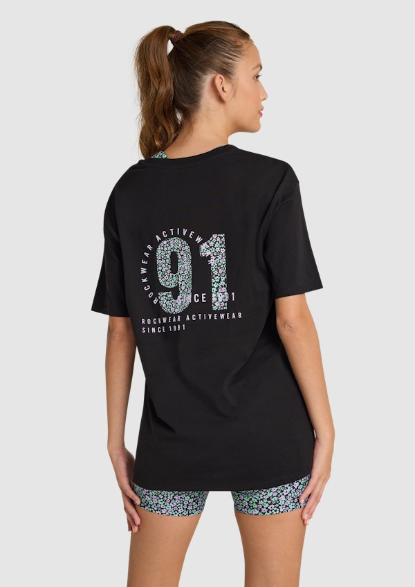 Floral Logo Print Bf Tee