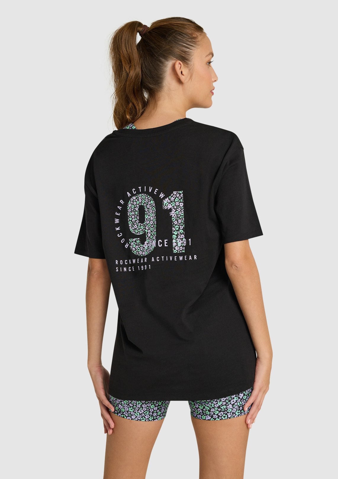 Floral Logo Print Bf Tee