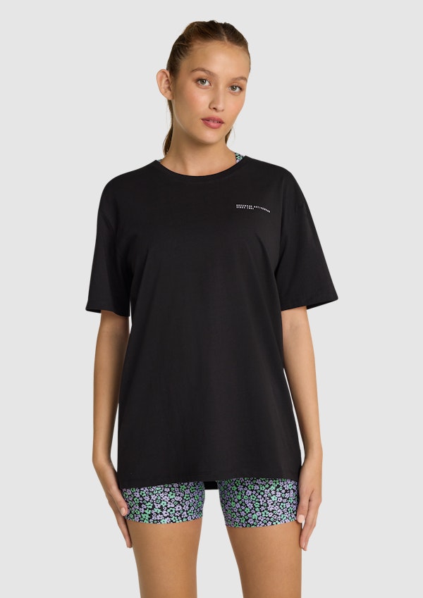 Floral Logo Print Bf Tee