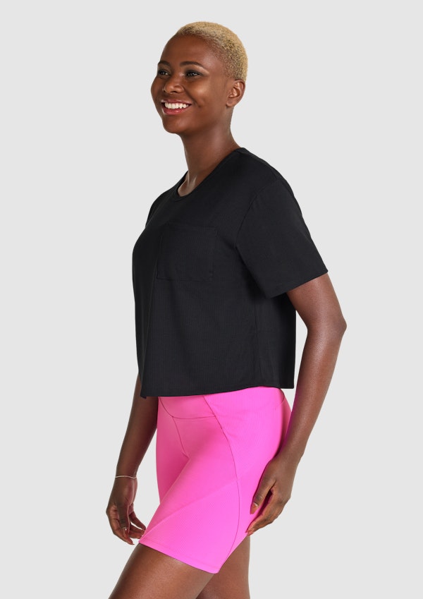 Ribbed Pocket Crop Tee