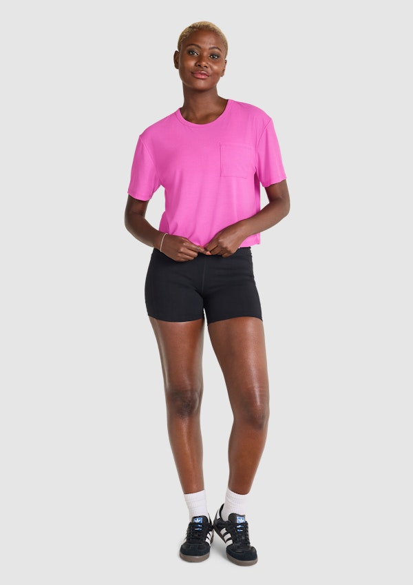 Ribbed Pocket Crop Tee