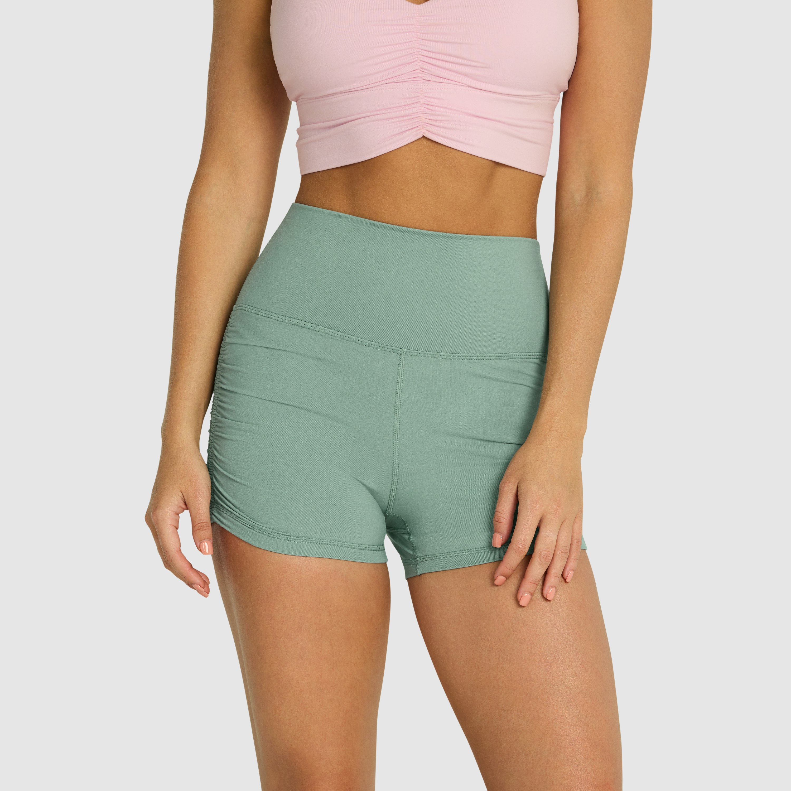 Green Smoke Luxesoft Ruched Side Booty Shorts