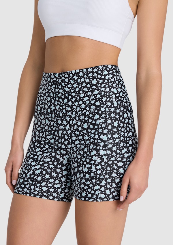 Printed Pocket Mid Thigh Bike Shorts