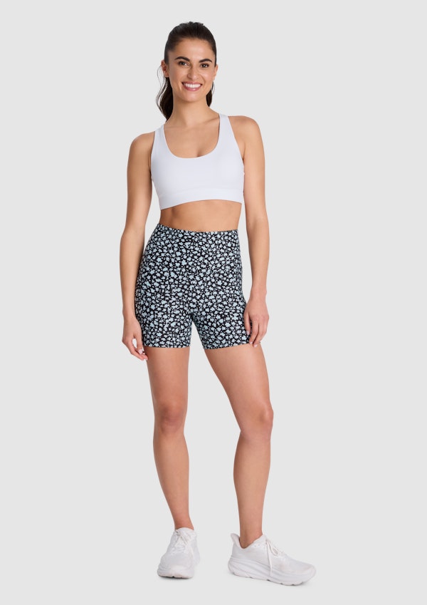 Printed Pocket Mid Thigh Bike Shorts