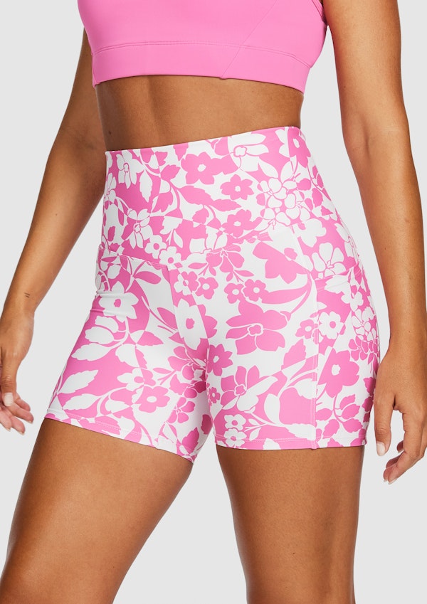 Printed Pocket Mid Thigh Bike Shorts