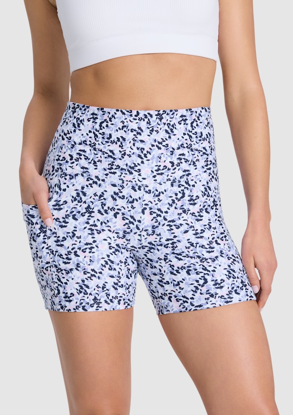 Printed Pocket Mid Thigh Bike Shorts