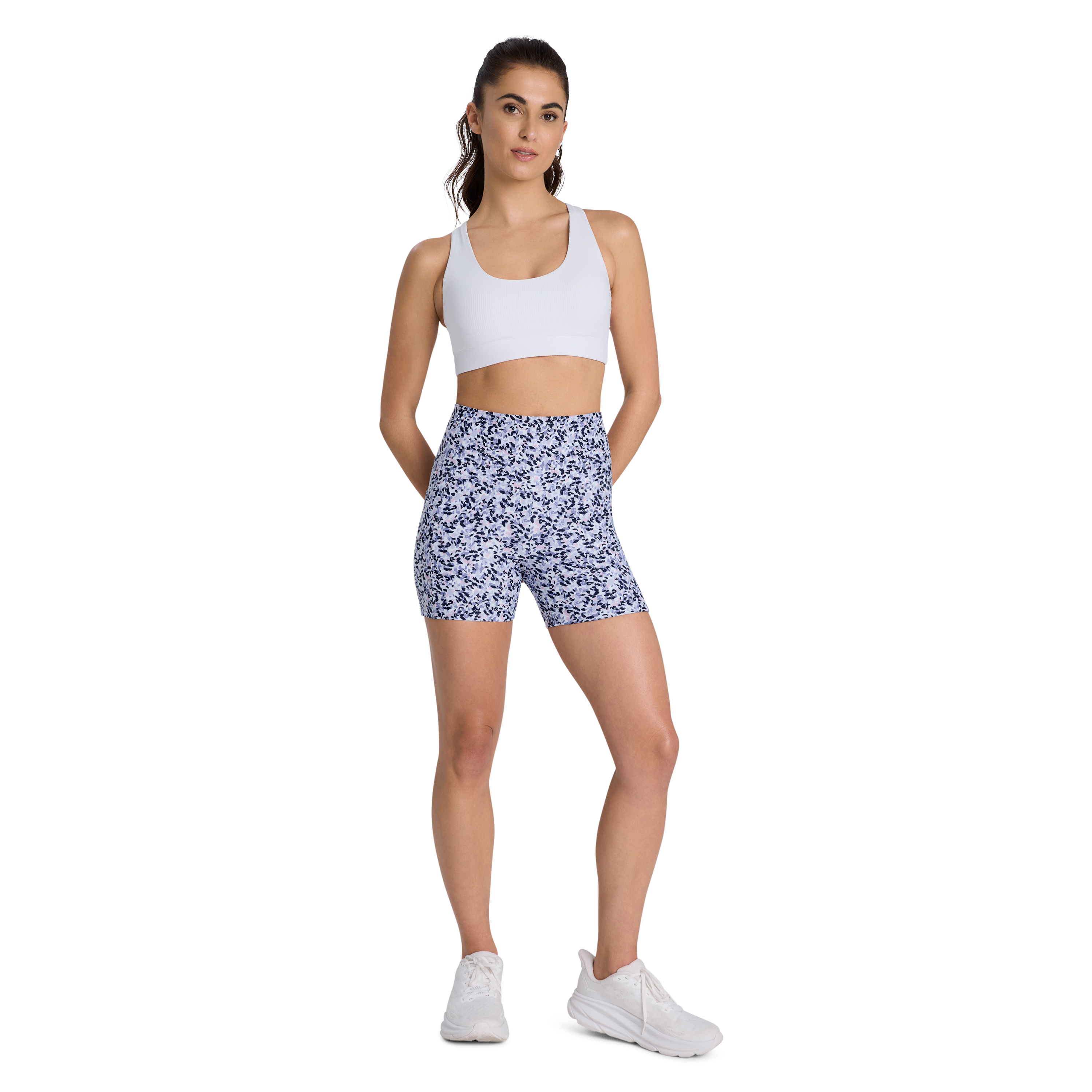 Printed Pocket Mid Thigh Bike Shorts
