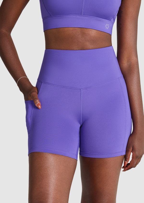 Royal Purple Statement Pocket Mid Thigh Bike Shorts, Women's Bottom