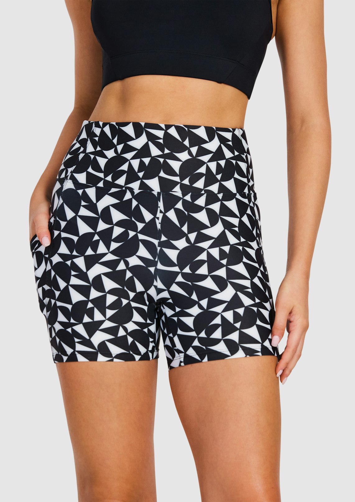 Printed Pocket Mid Thigh Bike Shorts