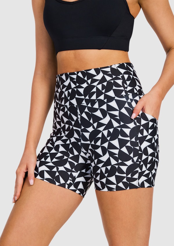 Printed Pocket Mid Thigh Bike Shorts