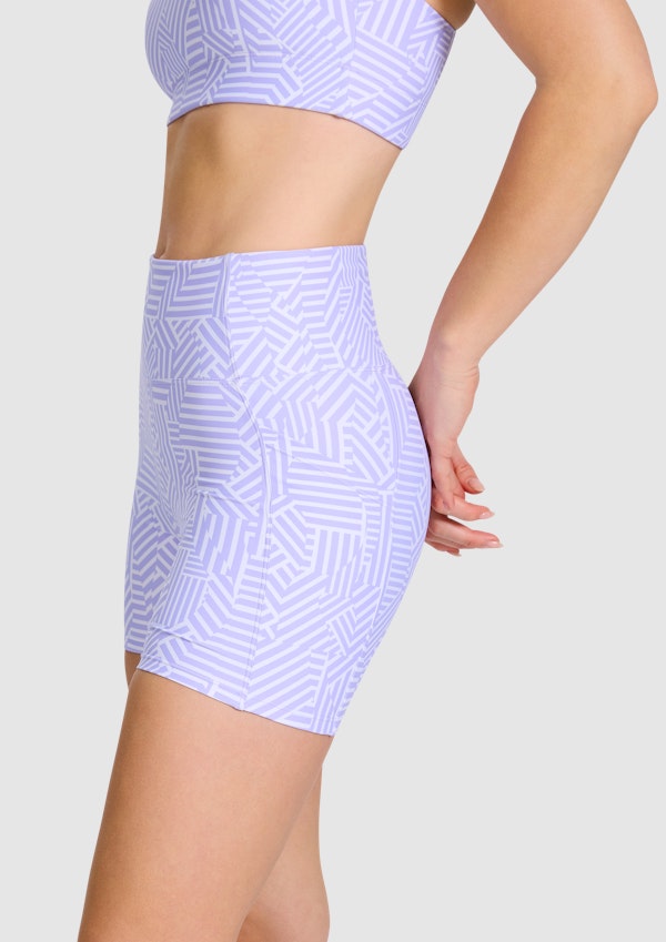 Printed Pocket Mid Thigh Bike Shorts