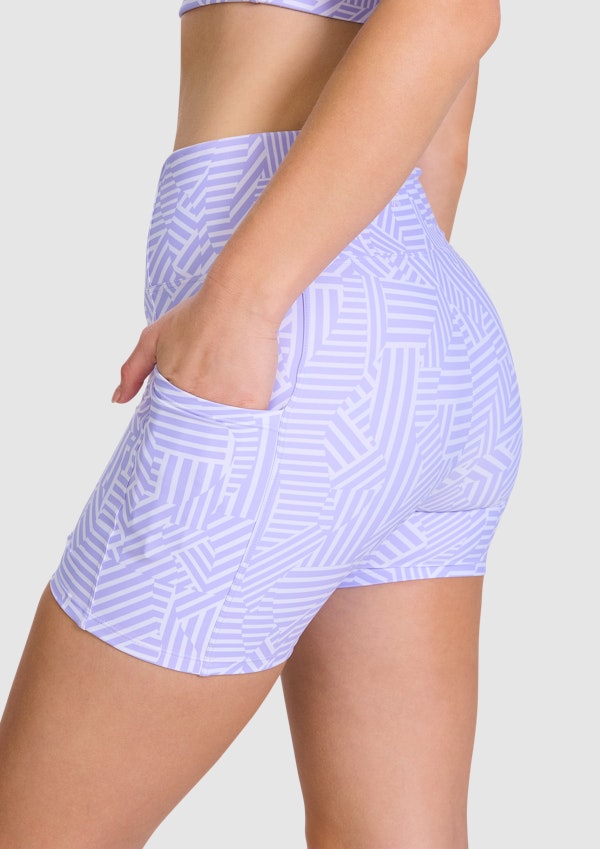 Printed Pocket Mid Thigh Bike Shorts