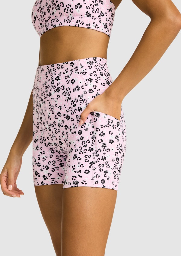 Printed Pocket Mid Thigh Bike Shorts